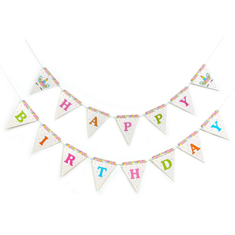 Λουλούδι Μονόκερος Θέμα πάρτι Ροζ Γενέθλια Διακοσμητικό Πανό Τραπεζομάντιλο Χάρτινος Δίσκος Σετ σερβίτσιων μιας χρήσης