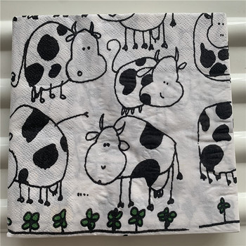 Декупаж хартиени салфетки елегантна тъкан ретро кърпа карикатура животно крава леопард рожден ден сватбено тържество красив хотелски декор 20