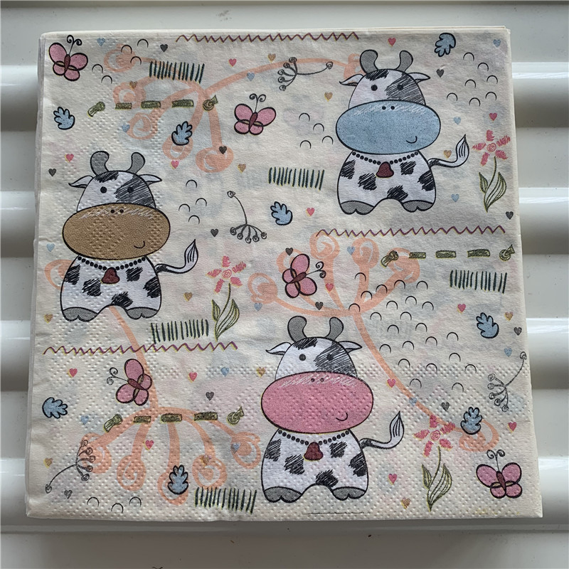 Dekupāžas papīra salvetes eleganti salvetes vintage dvielis karikatūra dzīvnieks govs leopards dzimšanas dienas kāzu ballīte skaists viesnīcas dekors 20