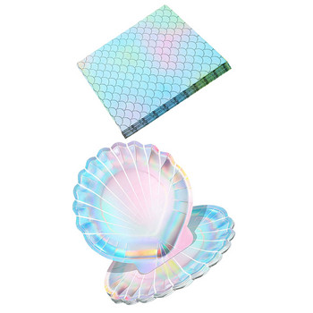 1 σετ πιάτα Seashell Plate Mermaid Party Plate Μίας χρήσης Πιάτα Seashell Plates μιας χρήσης