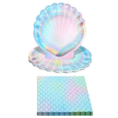 1 σετ πιάτα Seashell Plate Mermaid Party Plate Μίας χρήσης Πιάτα Seashell Plates μιας χρήσης