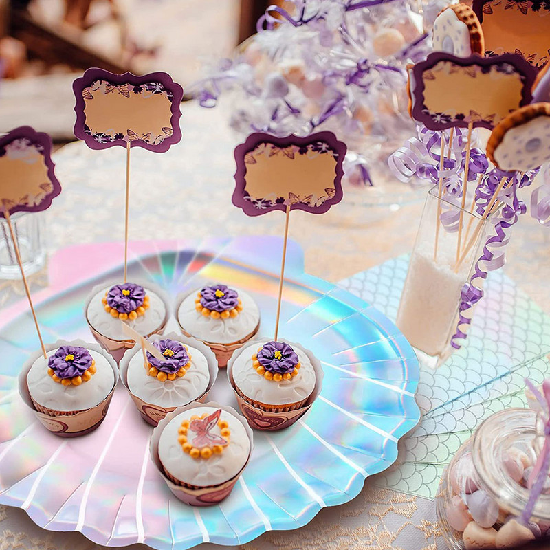 1 jūras gliemežvāku šķīvju komplekts Mermaid Party Plate Vienreizlietojamie jūras gliemežvāku šķīvju šķīvji