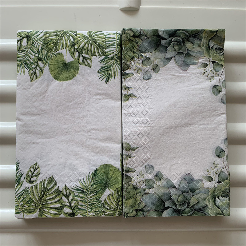20 3 kārtu vintage salvetes papīrs elegants salvets zaļš augs Monstera dekupāža kāzu servilletas dzimšanas dienas svinību dekors 33*40cm