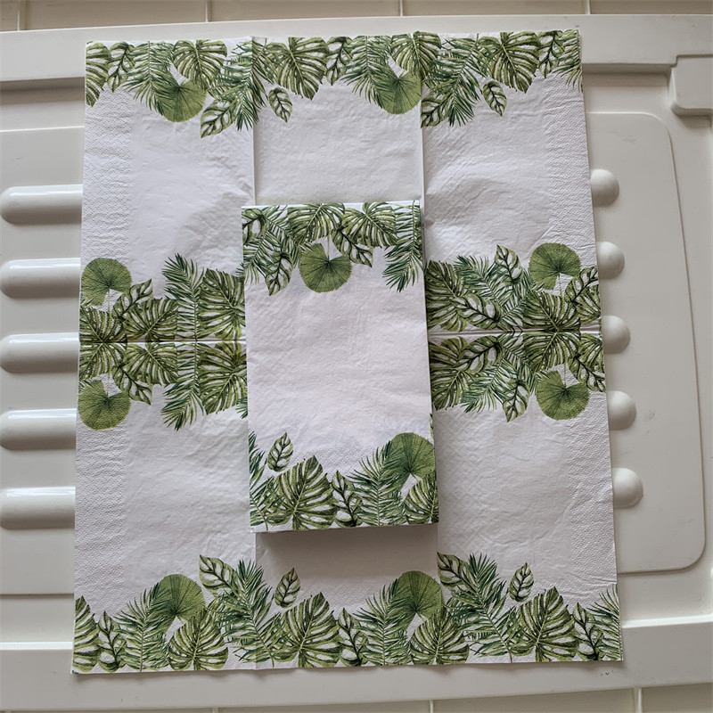 20 3 kārtu vintage salvetes papīrs elegants salvets zaļš augs Monstera dekupāža kāzu servilletas dzimšanas dienas svinību dekors 33*40cm