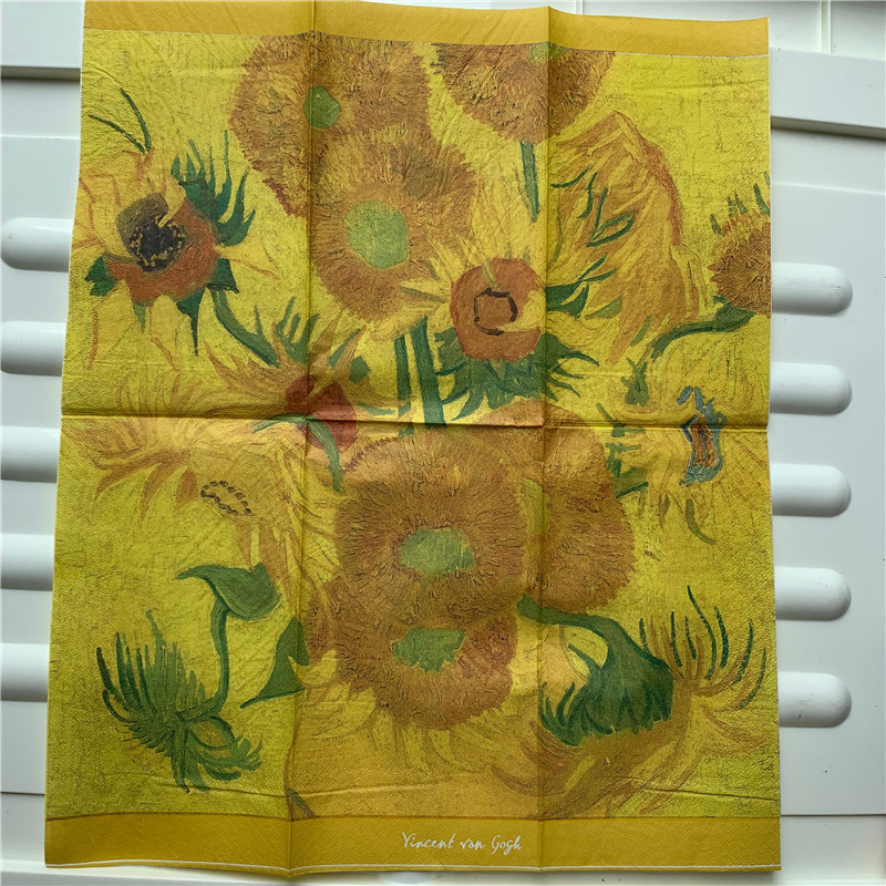 33*40cm Dekupāžas papīra salvete eleganta salvete vintage dvielis zelta saules zieds lavandas dzimšanas dienas kāzu ballīte skaists mājas dekors