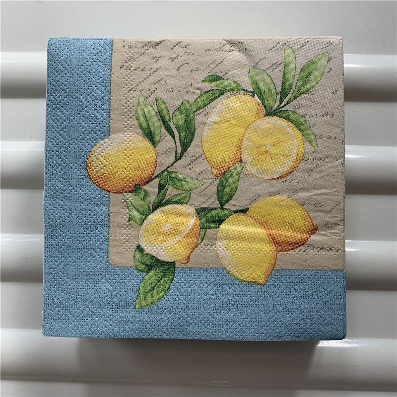 25cm Dekupāžas kāzu vintage salvetes papīra salvete eleganta salvete citrona dzimšanas dienas kabatlakats ballīte skaists dvieļu dekors 20