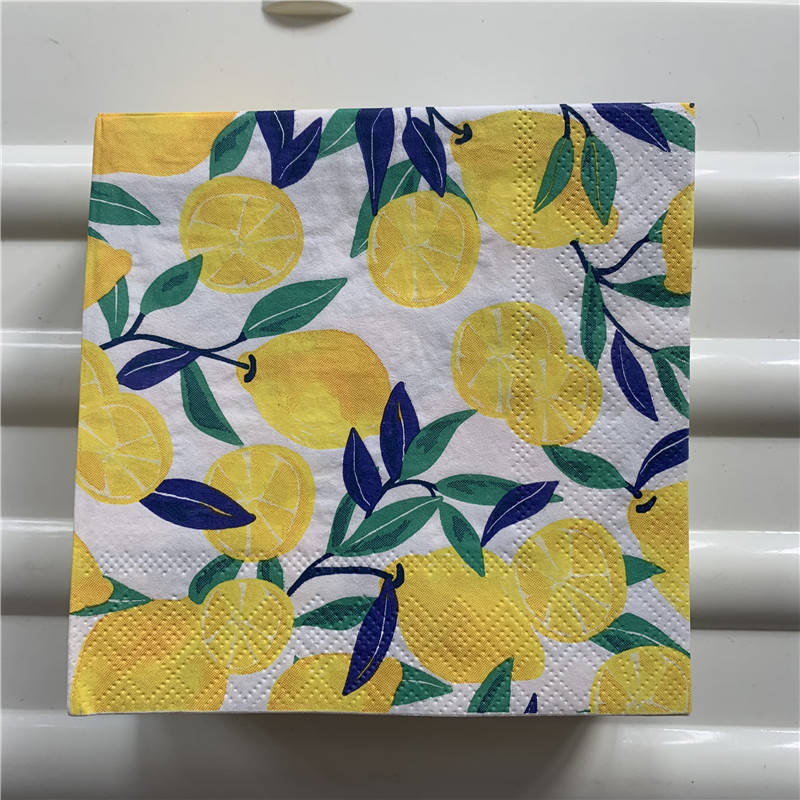 25cm Dekupāžas kāzu vintage salvetes papīra salvete eleganta salvete citrona dzimšanas dienas kabatlakats ballīte skaists dvieļu dekors 20