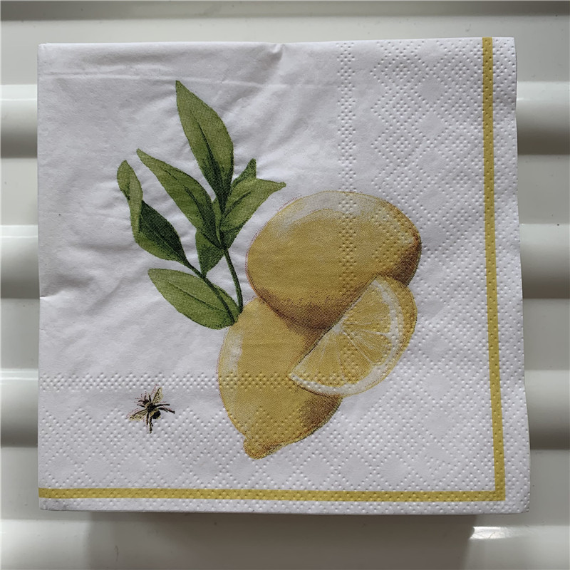 25cm Dekupāžas kāzu vintage salvetes papīra salvete eleganta salvete citrona dzimšanas dienas kabatlakats ballīte skaists dvieļu dekors 20