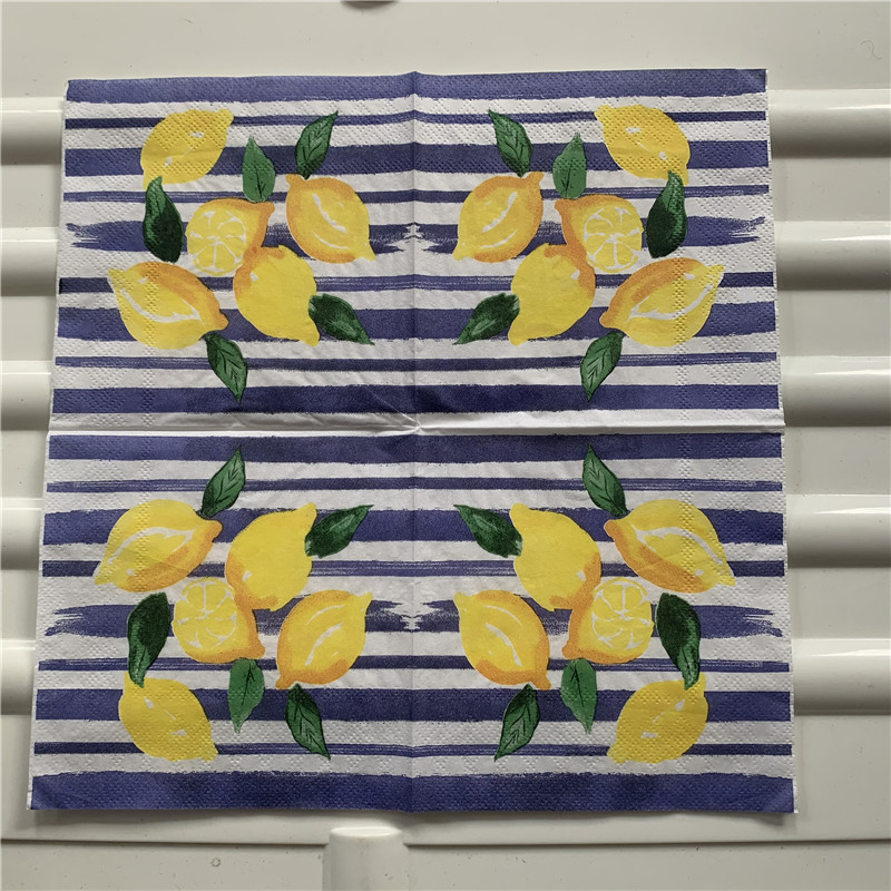 25cm Dekupāžas kāzu vintage salvetes papīra salvete eleganta salvete citrona dzimšanas dienas kabatlakats ballīte skaists dvieļu dekors 20