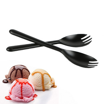 100PCS/компл. Пластмасови лъжици за еднократна употреба Вилици за торта Сладолед Салата Плодове Десерт Супа Чай Кафе Парти Торта Пекарни Инструменти