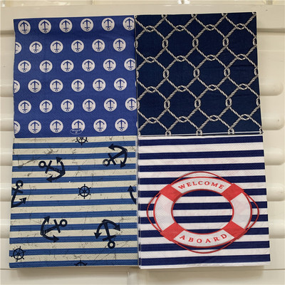 Dekupāžas kāzu servilletas vintage salvetes papīrs jauki salvetes skaista zila jūra Enkurs bērnu zēna dzimšanas dienas svinības dvieļu dekors 20