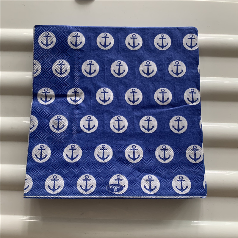 Dekupāžas kāzu servilletas vintage salvetes papīrs jauki salvetes skaista zila jūra Enkurs bērnu zēna dzimšanas dienas svinības dvieļu dekors 20