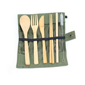 Nulis atliekų vienkartinių bambukinių stalo įrankių rinkinys bambuko šakutės peilio šaukštas