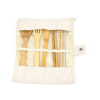 Комплект бамбукови прибори за еднократна употреба Zero Waste Бамбукова вилица нож лъжица