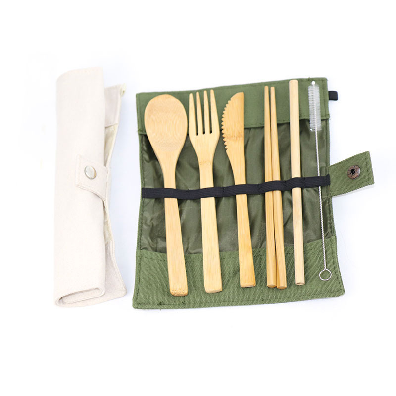 Nulis atliekų vienkartinių bambukinių stalo įrankių rinkinys bambuko šakutės peilio šaukštas