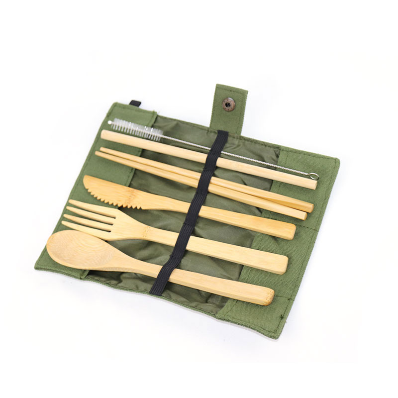 Nulis atliekų vienkartinių bambukinių stalo įrankių rinkinys bambuko šakutės peilio šaukštas