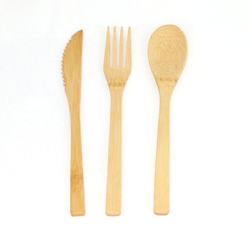 Nulis atliekų vienkartinių bambukinių stalo įrankių rinkinys bambuko šakutės peilio šaukštas