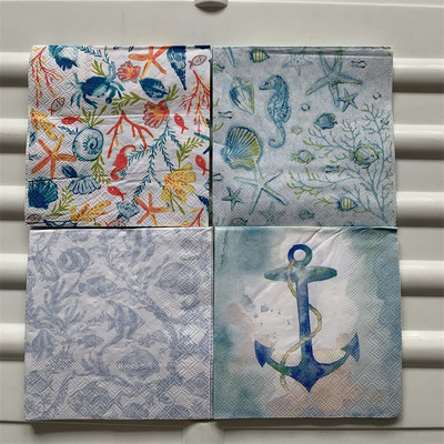 25 cm dekupažo vestuvinės servetėlės popierinės servetėlės mielos servetėlės mėlynos jūros inkaras krabas vaiko gimtadienio nosine vakarėlio rankšluosčio dekoras