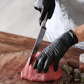 20Pcs Нитрилни ръкавици за еднократна употреба Водоустойчиви без латекс Черни кухненски ръкавици за храна Ръкавици за лабораторно почистване Ръкавици за ремонт на автомобили