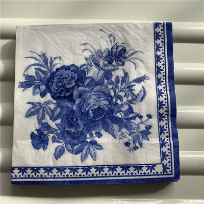 vintažinės servetėlės popierius elegantiškas audinys mėlynas raštas dekupažas vestuvės servilletas gimtadienio vakarėlis kalėdinis dekoras nosinaitė 20