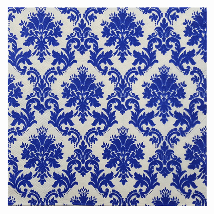 vintažinės servetėlės popierius elegantiškas audinys mėlynas raštas dekupažas vestuvės servilletas gimtadienio vakarėlis kalėdinis dekoras nosinaitė 20