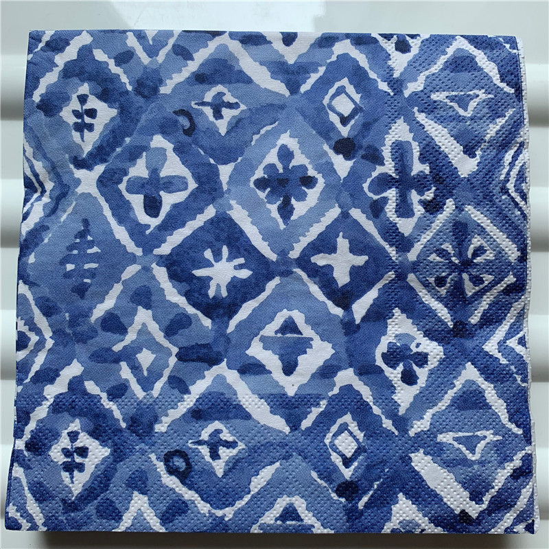 vintažinės servetėlės popierius elegantiškas audinys mėlynas raštas dekupažas vestuvės servilletas gimtadienio vakarėlis kalėdinis dekoras nosinaitė 20