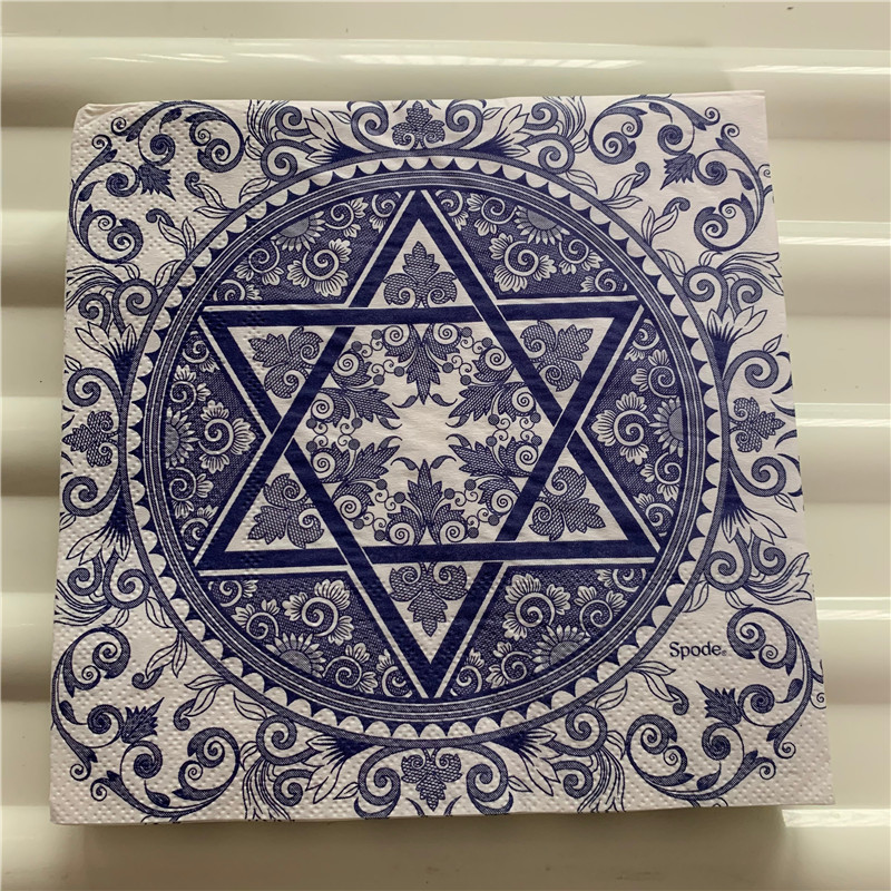 vintažinės servetėlės popierius elegantiškas audinys mėlynas raštas dekupažas vestuvės servilletas gimtadienio vakarėlis kalėdinis dekoras nosinaitė 20