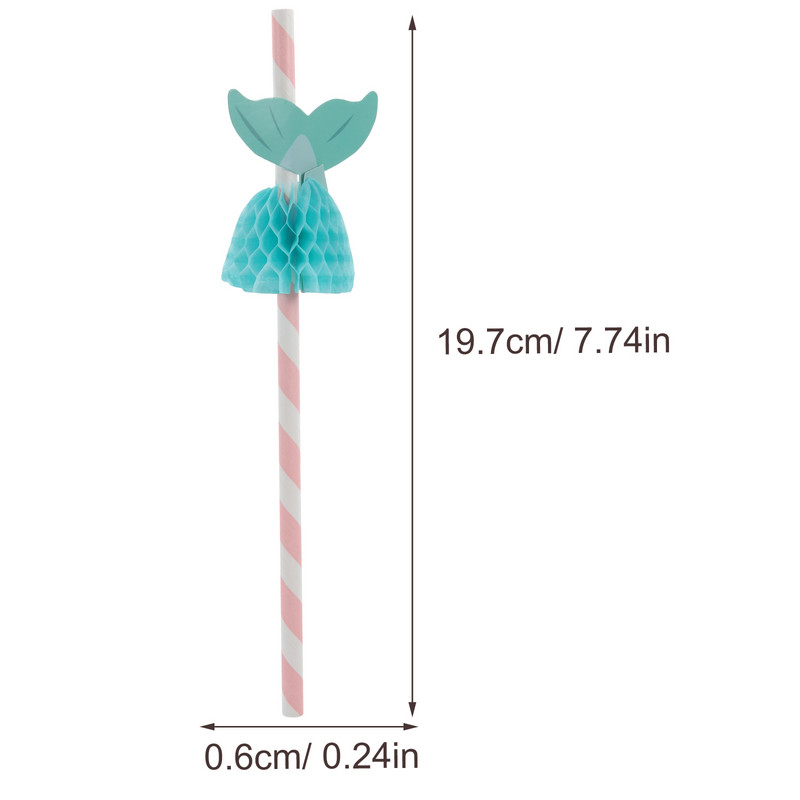 50 τμχ. Καλαμάκια για Κοκτέιλ Πισίνας Χαβάης Καλαμάκια Γοργόνα σε σχήμα κηρήθρας Χάρτινα καλαμάκια Διακόσμηση κοκτέιλ