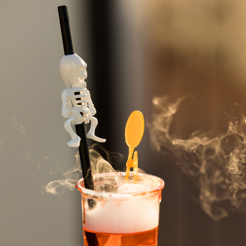 Halloween kreatív szívószálak Vicces, személyre szabott szívószálak party dekoráció Rugalmas műanyag szívószálak party kellékek Rietjes műanyag