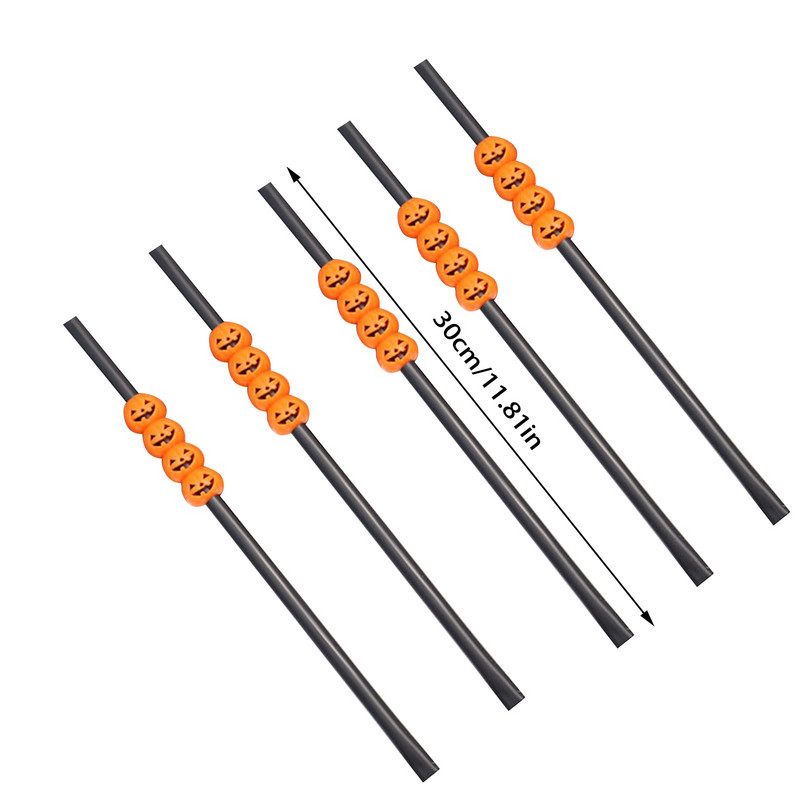 Halloween kreatív szívószálak Vicces, személyre szabott szívószálak party dekoráció Rugalmas műanyag szívószálak party kellékek Rietjes műanyag