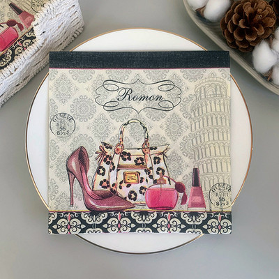 20db/csomag Piros magassarkú cipő asztal decoupage papír szalvéták virág parfümtáska papírkendők esküvői parti dekorációhoz