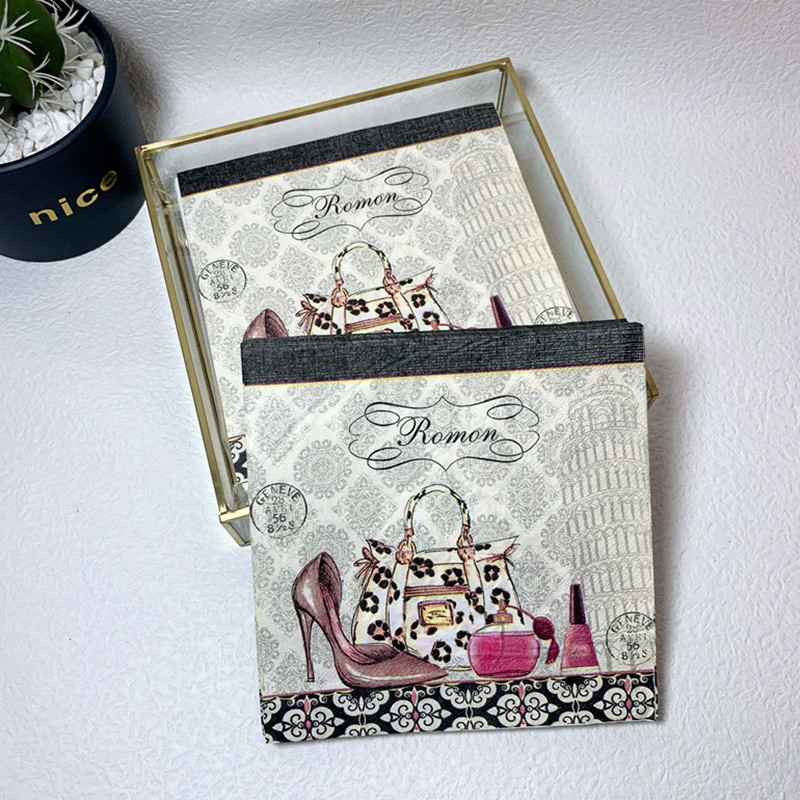 20db/csomag Piros magassarkú cipő asztal decoupage papír szalvéták virág parfümtáska papírkendők esküvői parti dekorációhoz