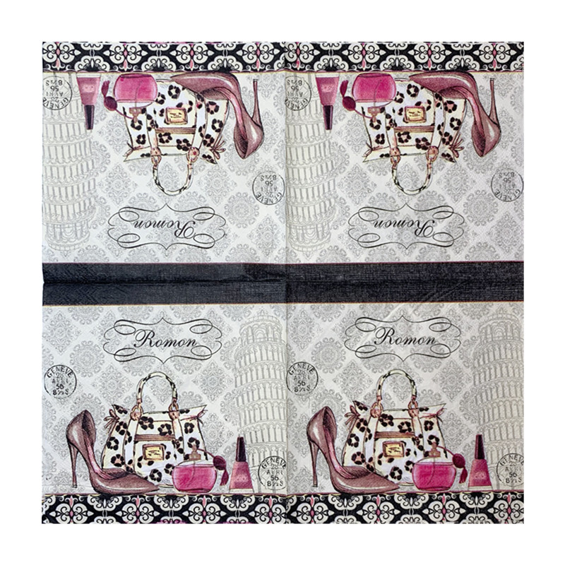 20db/csomag Piros magassarkú cipő asztal decoupage papír szalvéták virág parfümtáska papírkendők esküvői parti dekorációhoz