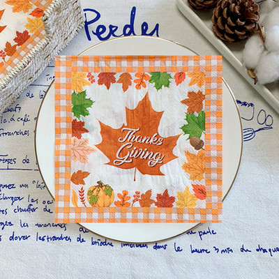 20gab/iepakojumā Pateicības dienas ražas novākšanas dekupāžas papīra salvetes Kļavu lapu papīra salvetes ballīšu dekorēšanai Galda dekoru piederumi