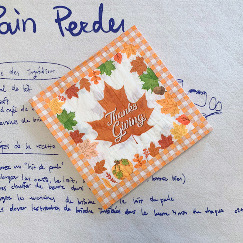 20gab/iepakojumā Pateicības dienas ražas novākšanas dekupāžas papīra salvetes Kļavu lapu papīra salvetes ballīšu dekorēšanai Galda dekoru piederumi