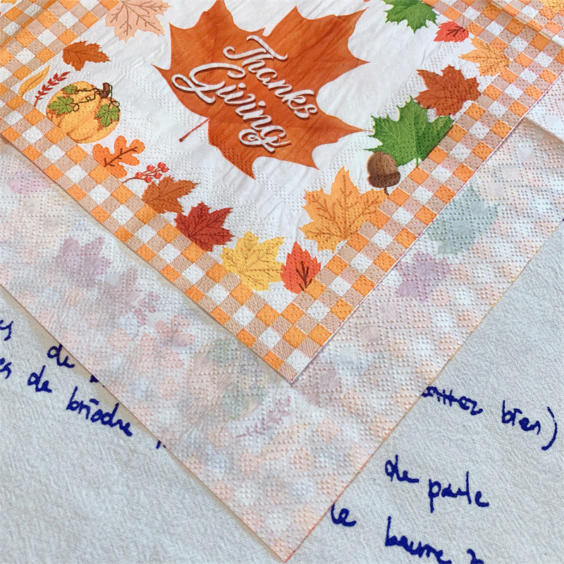 20gab/iepakojumā Pateicības dienas ražas novākšanas dekupāžas papīra salvetes Kļavu lapu papīra salvetes ballīšu dekorēšanai Galda dekoru piederumi