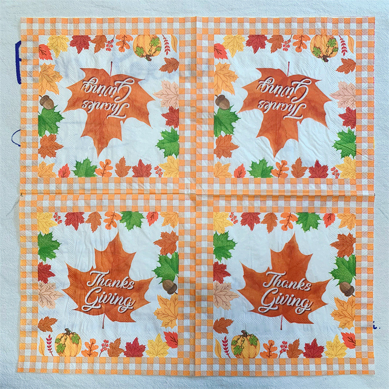 20gab/iepakojumā Pateicības dienas ražas novākšanas dekupāžas papīra salvetes Kļavu lapu papīra salvetes ballīšu dekorēšanai Galda dekoru piederumi