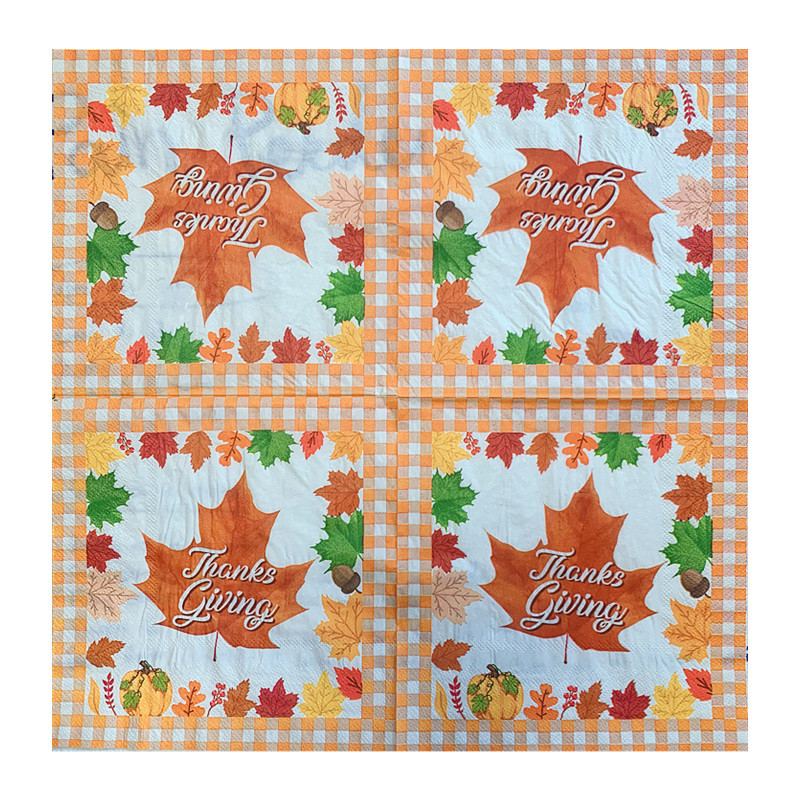 20gab/iepakojumā Pateicības dienas ražas novākšanas dekupāžas papīra salvetes Kļavu lapu papīra salvetes ballīšu dekorēšanai Galda dekoru piederumi