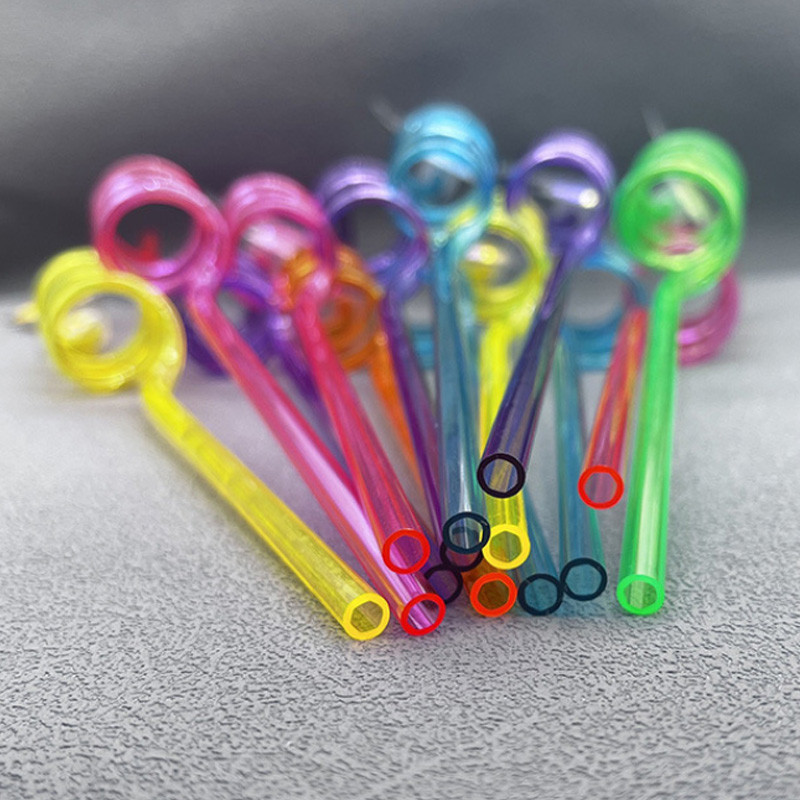 6Gb Spīdīgi sequins Fruit Series Plastmasas salmiņi Vīnogu Arbūza Dekorācija Izliekti atkārtoti lietojami salmu ballīšu dekorēšanas piederumi