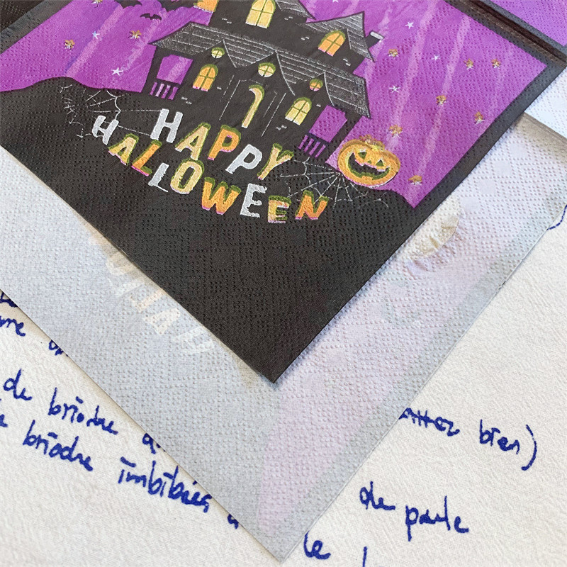 20Gb/Pack Happy Halloween Pumpkin Haunted HouseCat Dekupāžas papīrs Cute Scary Papīra salvetes Helovīna ballīšu dekorēšanai