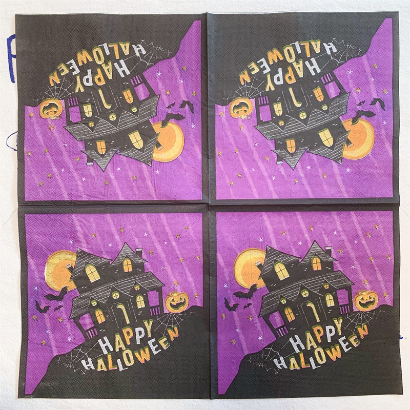 20Gb/Pack Happy Halloween Pumpkin Haunted HouseCat Dekupāžas papīrs Cute Scary Papīra salvetes Helovīna ballīšu dekorēšanai