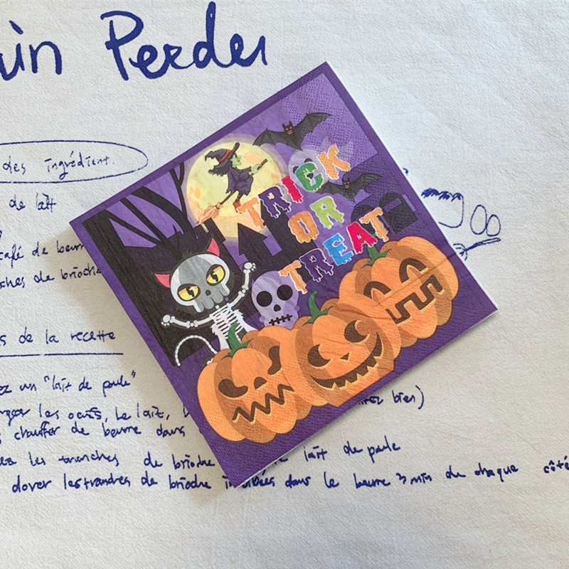 20Gb/Pack Happy Halloween Pumpkin Skull Cat Dekupāžas papīrs Cute Scary Trick or Treat papīra salvetes Helovīna ballīšu dekorēšanai