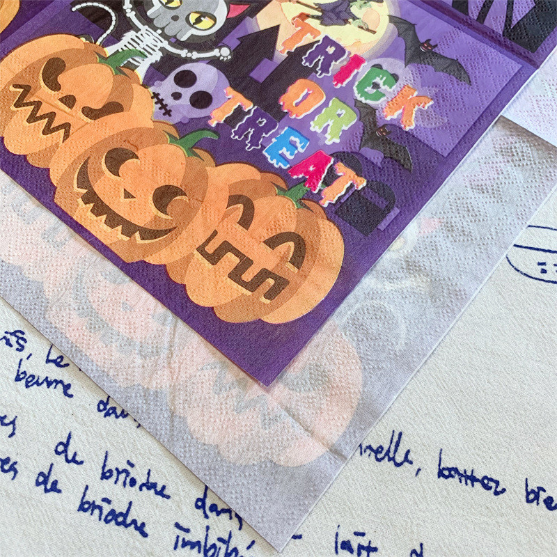 20Gb/Pack Happy Halloween Pumpkin Skull Cat Dekupāžas papīrs Cute Scary Trick or Treat papīra salvetes Helovīna ballīšu dekorēšanai