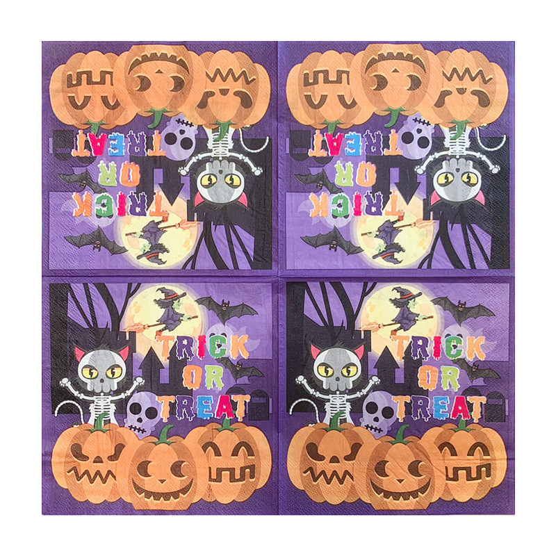 20Gb/Pack Happy Halloween Pumpkin Skull Cat Dekupāžas papīrs Cute Scary Trick or Treat papīra salvetes Helovīna ballīšu dekorēšanai