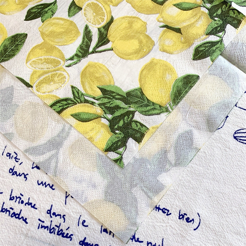 20gab/iepakojumā citronu galda dekupāžas papīra salvetes vasaras augļu salvešu papīra salvetes Ziemassvētku kāzu ballītes dekorēšanai 5