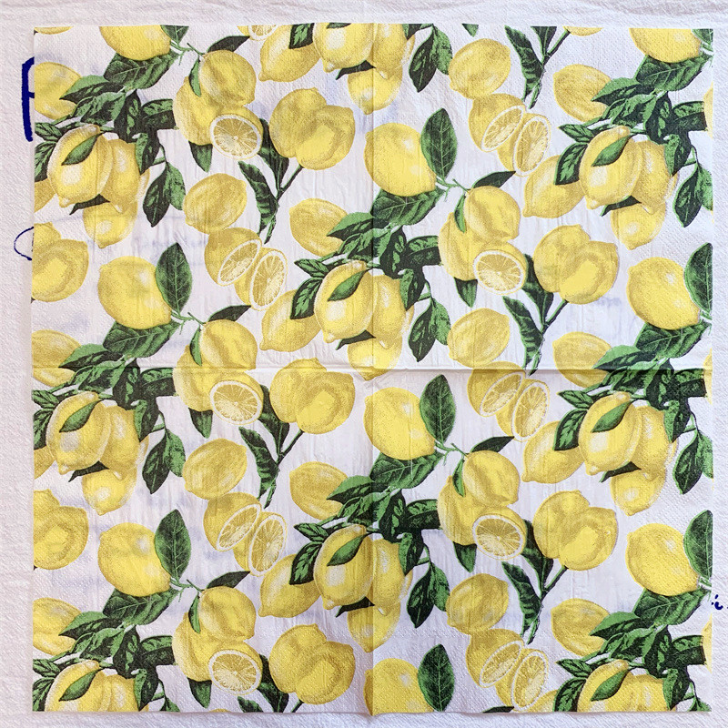 20gab/iepakojumā citronu galda dekupāžas papīra salvetes vasaras augļu salvešu papīra salvetes Ziemassvētku kāzu ballītes dekorēšanai 5