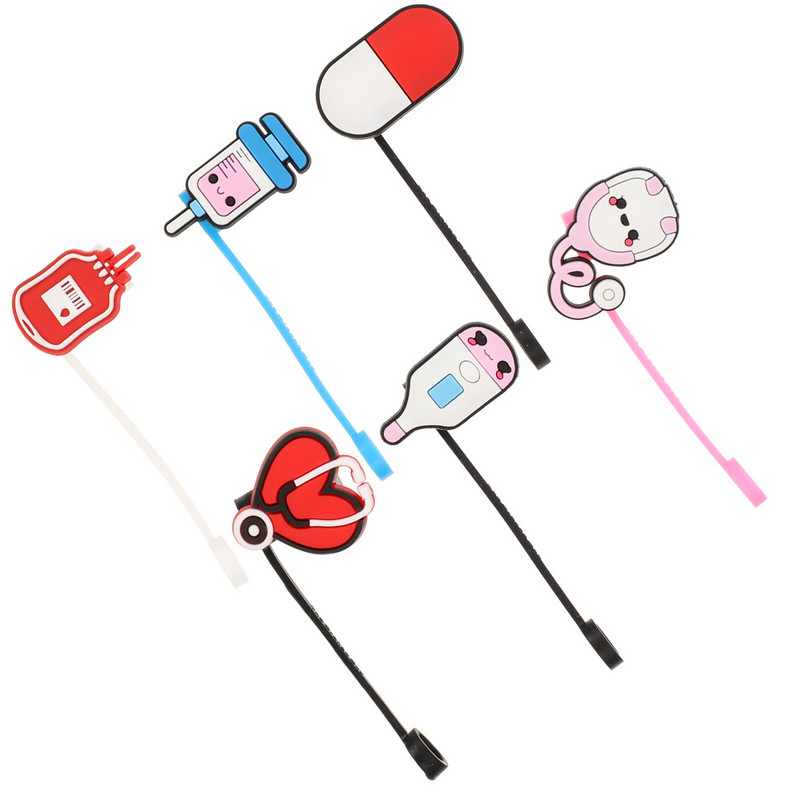 6 gab. Salmu putekļu vāki Salmu uzgaļi dzeramajiem salmiņiem Karikatūras elementi Salmu pārklāji Salmu galu uzgaļi