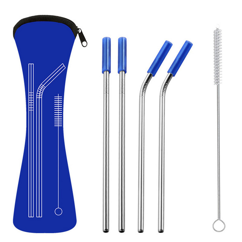 1 szett 6db 304 rozsdamentes acél szilikon szalmaszívó karcálló szilikon kreatív keverőkkel étterembe