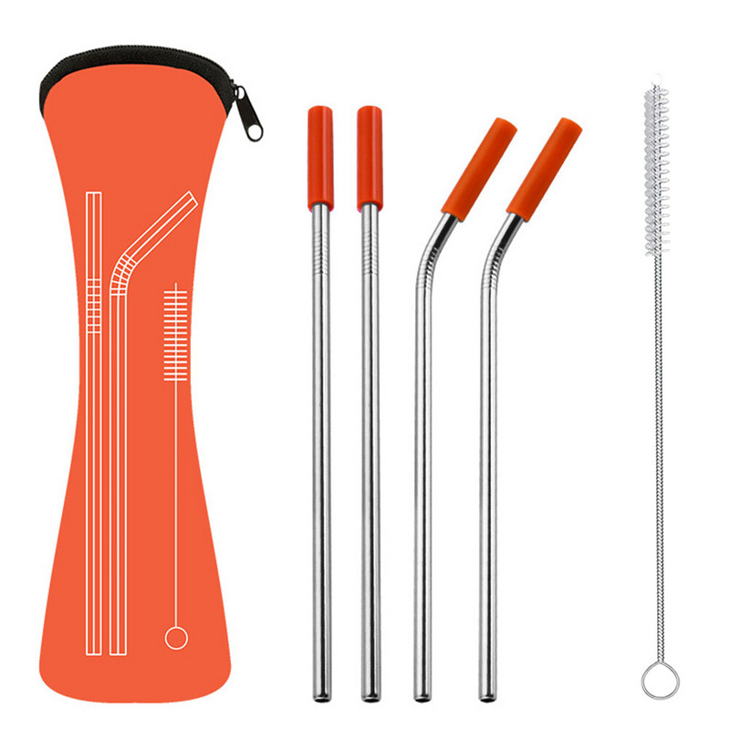 1 szett 6db 304 rozsdamentes acél szilikon szalmaszívó karcálló szilikon kreatív keverőkkel étterembe