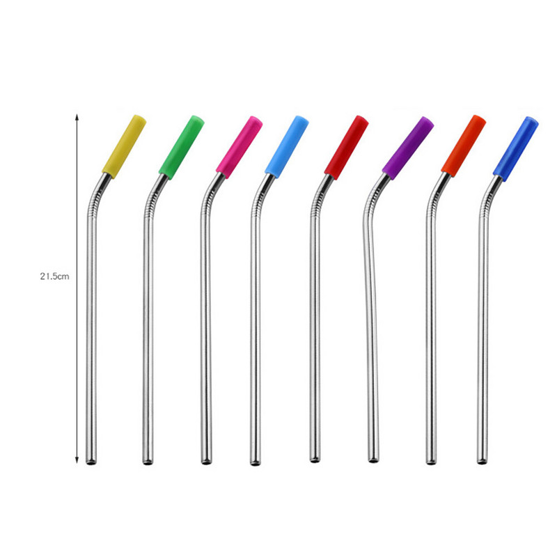 1 szett 6db 304 rozsdamentes acél szilikon szalmaszívó karcálló szilikon kreatív keverőkkel étterembe